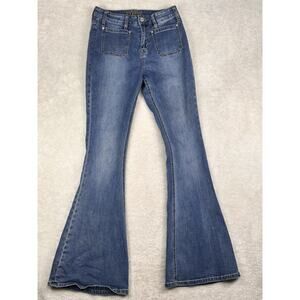 Rock & Roll Cowgirl Denim Blue Jeans Womens Size 29 x 34 High Rise Bell Bottoms